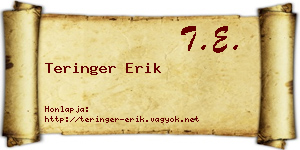 Teringer Erik névjegykártya